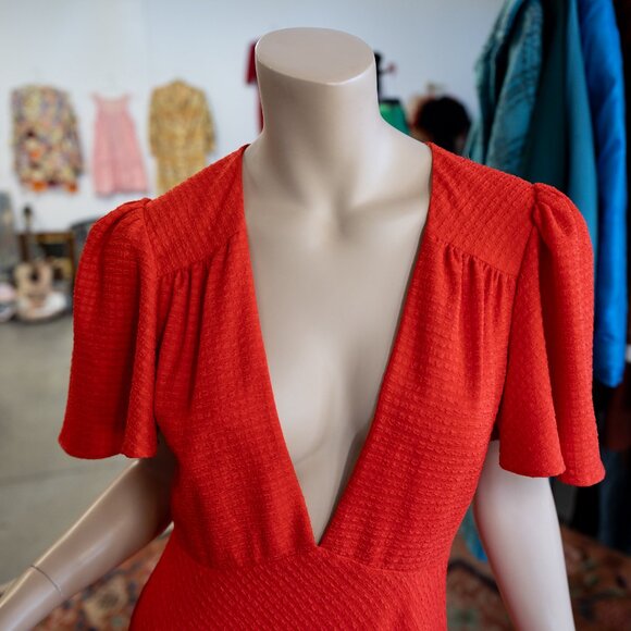 Fame and Partners Red Textured Maxi Dress – Size 6 – 1930s-Inspired Glam… - Picture 6 of 17